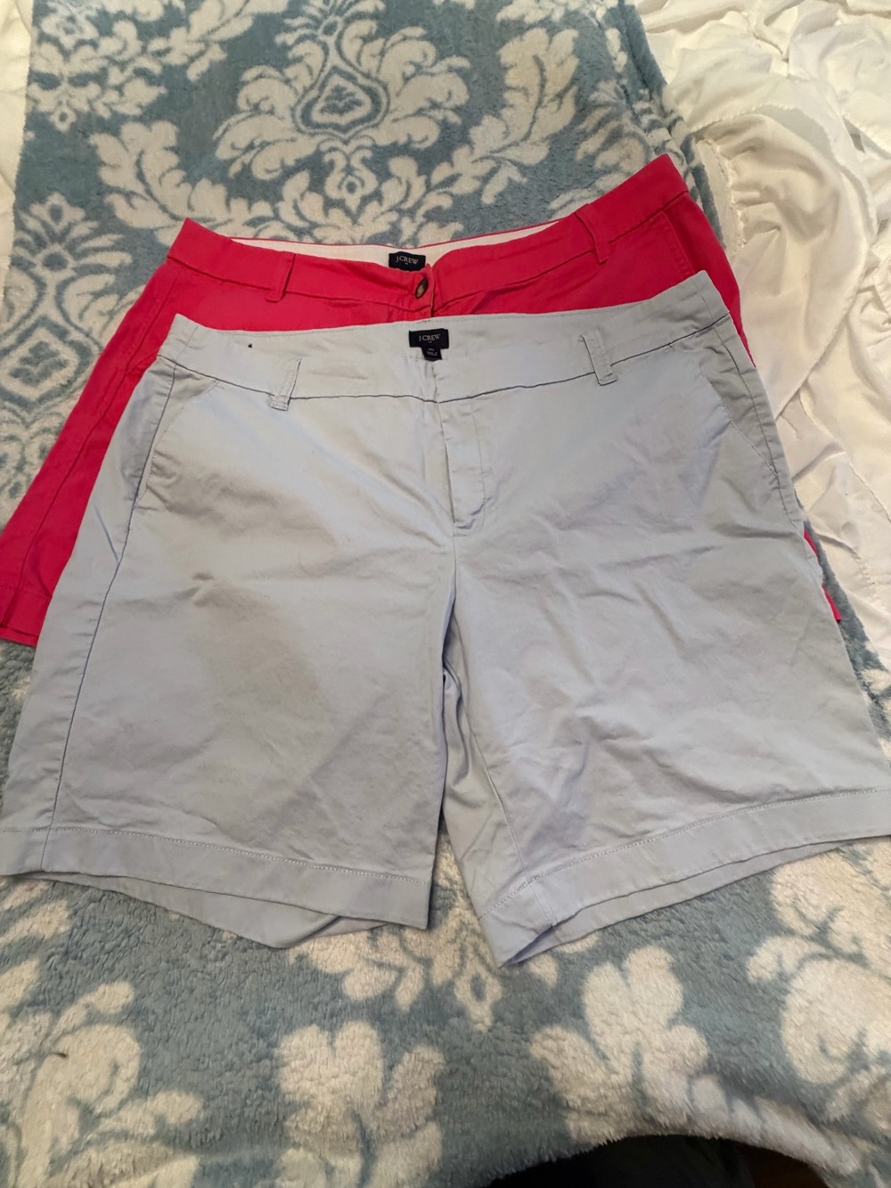 J. Crew Light Blue and Hot Pink Women's Chino Shorts Duo